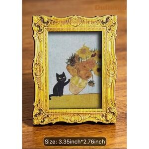 Van Gogh Sunflowers Black Cat Fridge Magnet Yellow Excellent Art